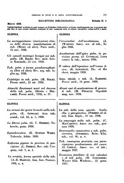 Tubercolosi giornale di studi e di lotta antitubercolare