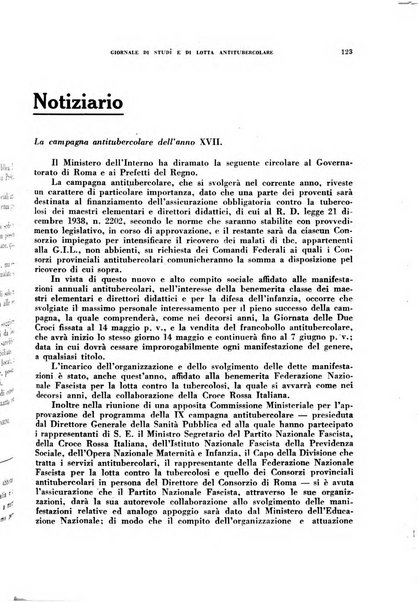 Tubercolosi giornale di studi e di lotta antitubercolare