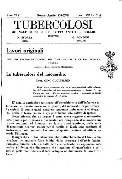 Tubercolosi giornale di studi e di lotta antitubercolare