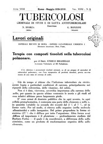 Tubercolosi giornale di studi e di lotta antitubercolare