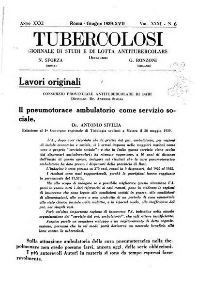 Tubercolosi giornale di studi e di lotta antitubercolare