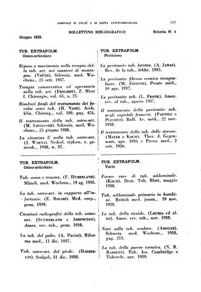 Tubercolosi giornale di studi e di lotta antitubercolare