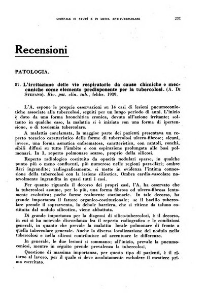 Tubercolosi giornale di studi e di lotta antitubercolare