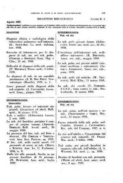 Tubercolosi giornale di studi e di lotta antitubercolare