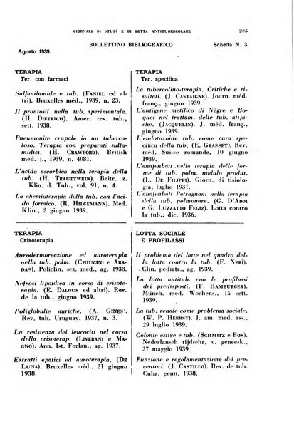 Tubercolosi giornale di studi e di lotta antitubercolare