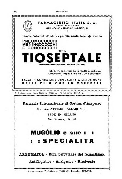 Tubercolosi giornale di studi e di lotta antitubercolare