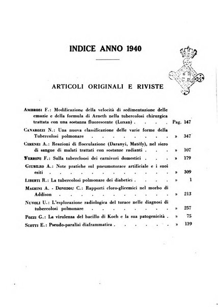 Tubercolosi giornale di studi e di lotta antitubercolare