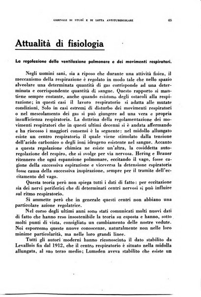 Tubercolosi giornale di studi e di lotta antitubercolare