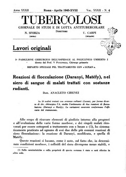 Tubercolosi giornale di studi e di lotta antitubercolare