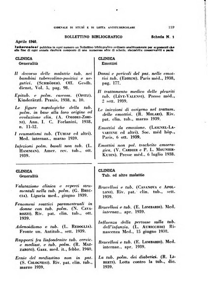 Tubercolosi giornale di studi e di lotta antitubercolare