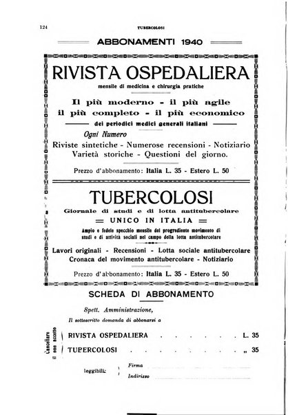 Tubercolosi giornale di studi e di lotta antitubercolare