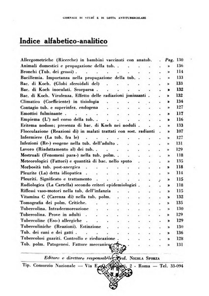 Tubercolosi giornale di studi e di lotta antitubercolare