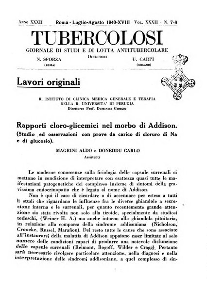 Tubercolosi giornale di studi e di lotta antitubercolare