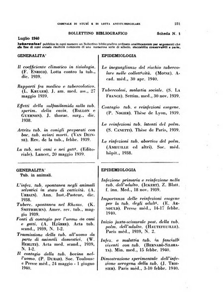 Tubercolosi giornale di studi e di lotta antitubercolare