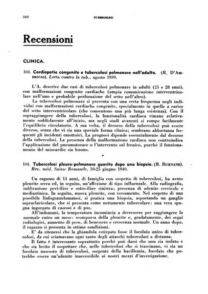 Tubercolosi giornale di studi e di lotta antitubercolare