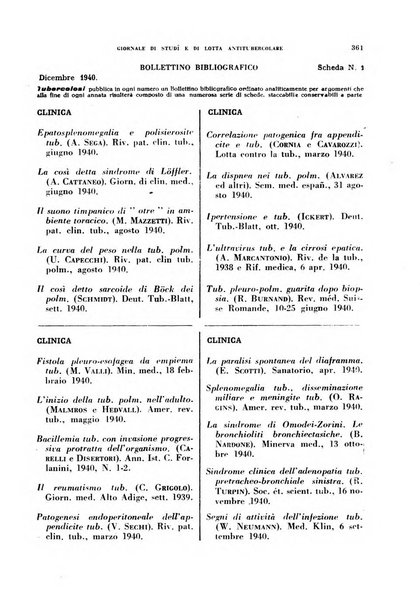 Tubercolosi giornale di studi e di lotta antitubercolare