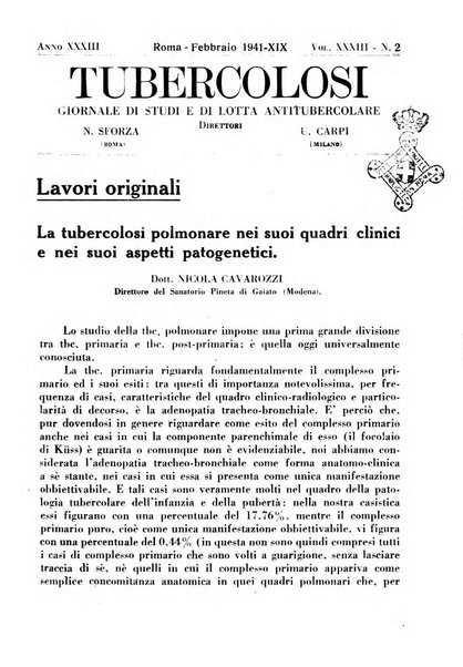 Tubercolosi giornale di studi e di lotta antitubercolare