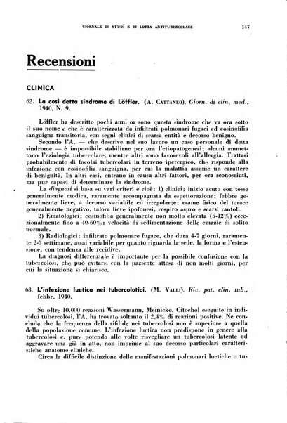 Tubercolosi giornale di studi e di lotta antitubercolare