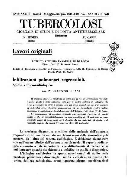 Tubercolosi giornale di studi e di lotta antitubercolare