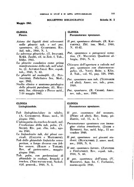 Tubercolosi giornale di studi e di lotta antitubercolare