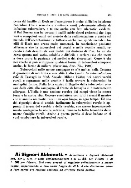 Tubercolosi giornale di studi e di lotta antitubercolare