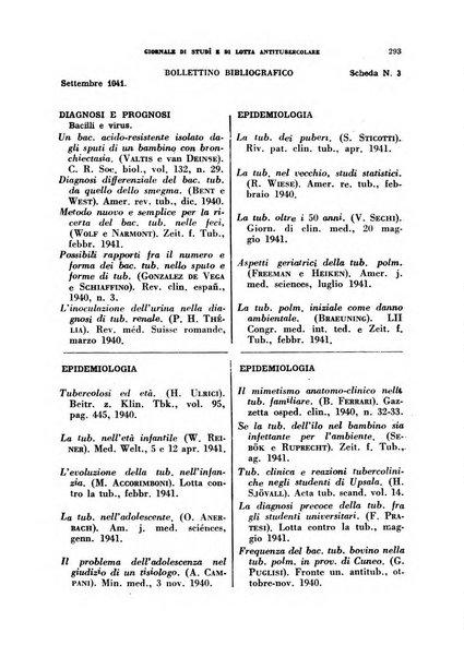 Tubercolosi giornale di studi e di lotta antitubercolare