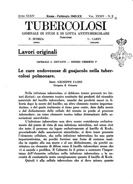 Tubercolosi giornale di studi e di lotta antitubercolare