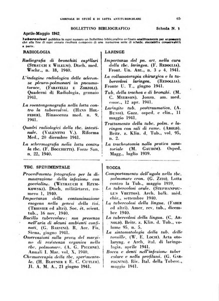 Tubercolosi giornale di studi e di lotta antitubercolare