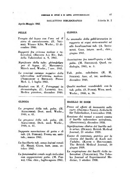 Tubercolosi giornale di studi e di lotta antitubercolare