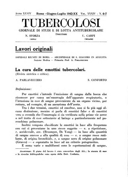 Tubercolosi giornale di studi e di lotta antitubercolare