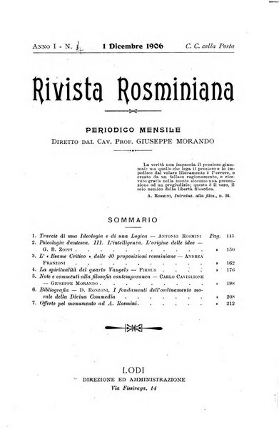 Rivista rosminiana periodico mensile