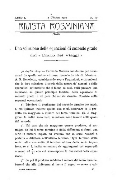 Rivista rosminiana periodico mensile