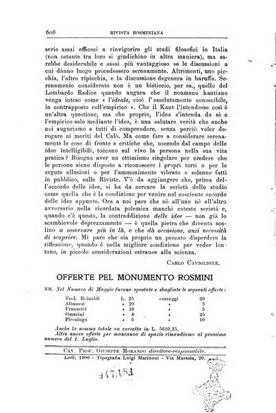 Rivista rosminiana periodico mensile