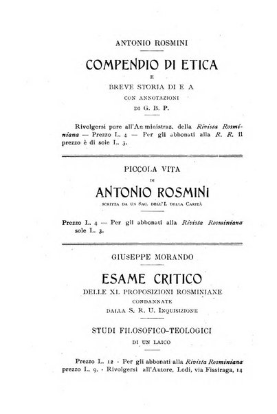 Rivista rosminiana periodico mensile