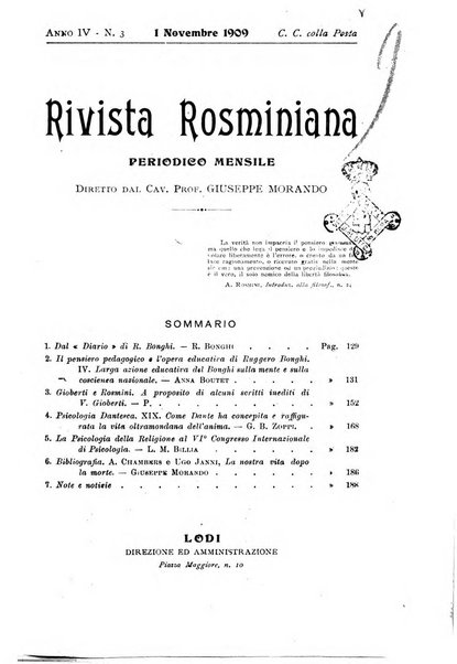 Rivista rosminiana periodico mensile