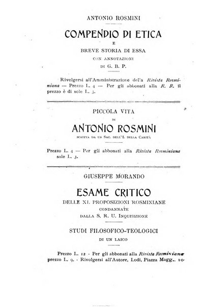 Rivista rosminiana periodico mensile