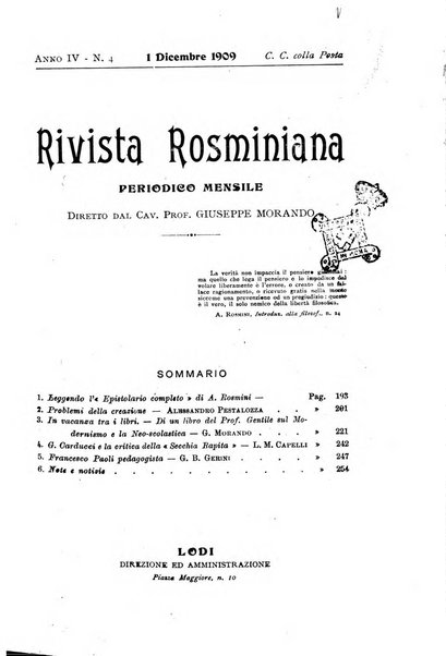 Rivista rosminiana periodico mensile