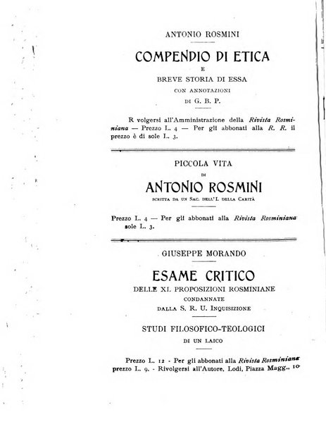 Rivista rosminiana periodico mensile