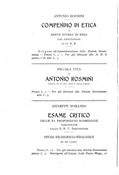 Rivista rosminiana periodico mensile