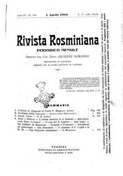 Rivista rosminiana periodico mensile