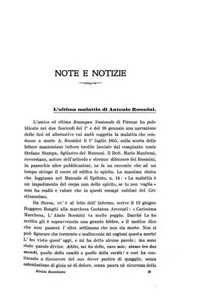 Rivista rosminiana periodico mensile