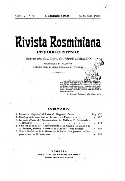 Rivista rosminiana periodico mensile