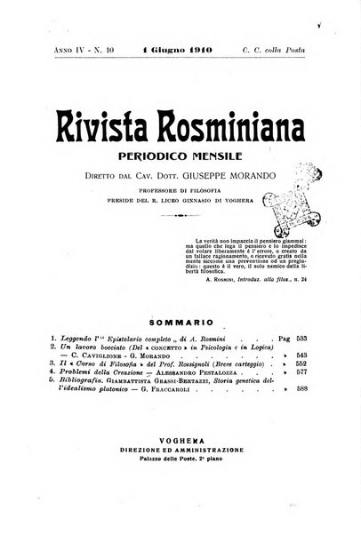 Rivista rosminiana periodico mensile