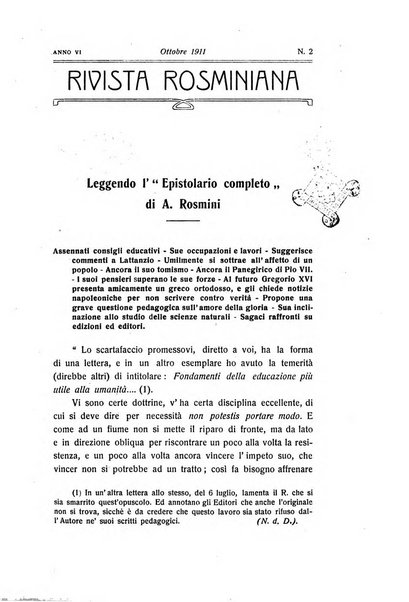 Rivista rosminiana periodico mensile