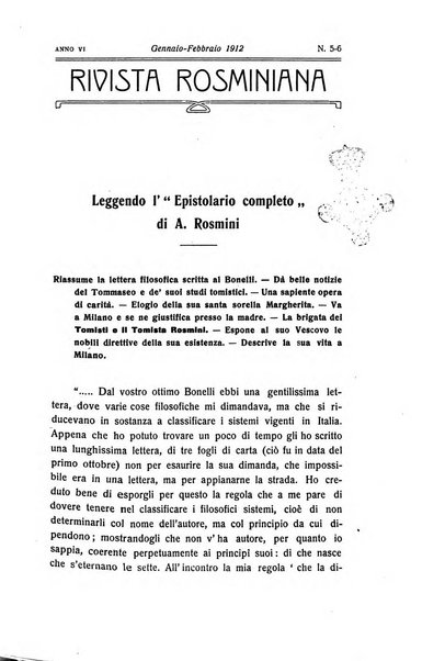 Rivista rosminiana periodico mensile