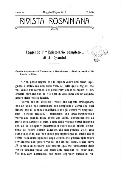 Rivista rosminiana periodico mensile