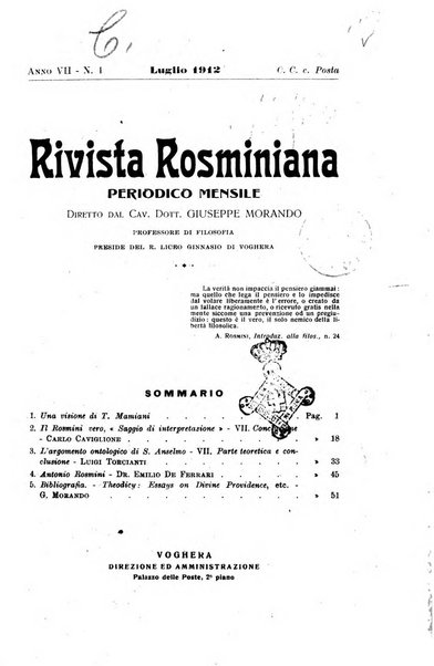 Rivista rosminiana periodico mensile