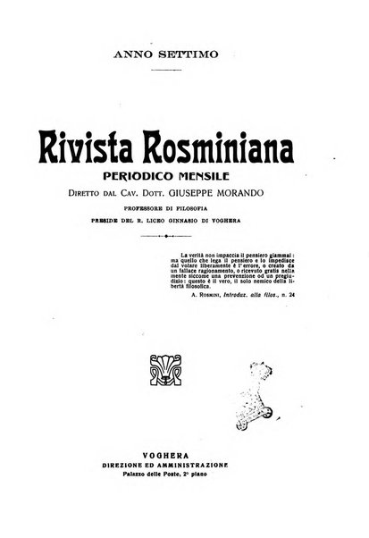 Rivista rosminiana periodico mensile