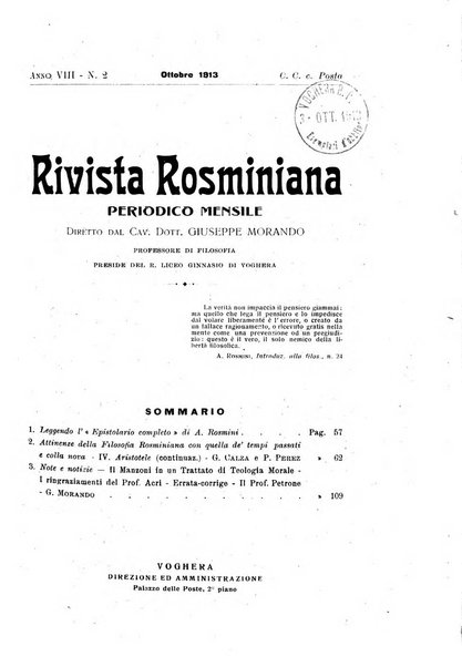 Rivista rosminiana periodico mensile