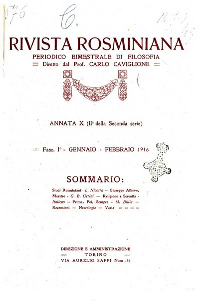 Rivista rosminiana periodico mensile